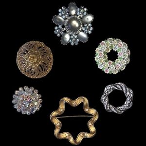 Rare Moonglow Lot 6 GORGEOUS Vintage MCM WREATH CIRCLE Brooch Excellent 3 Signed